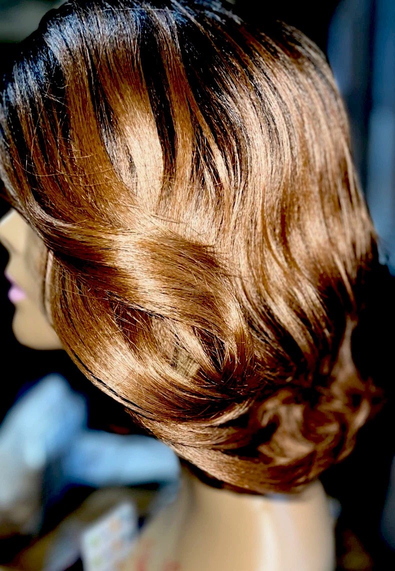 LACE FRONT FULL WIG BOB WAVY DARK ROOTS W /SIDE PART GOLDEN BLONDE MIX HEAT OK💗