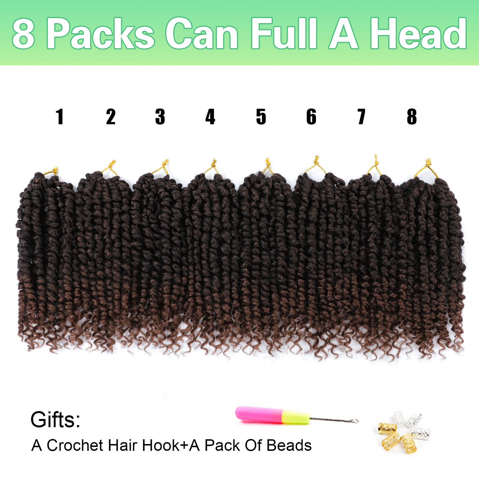 Passion Twist Crochet Hair 8Inch Passion Twist Hair 8 Packs Pre Looped Passio…