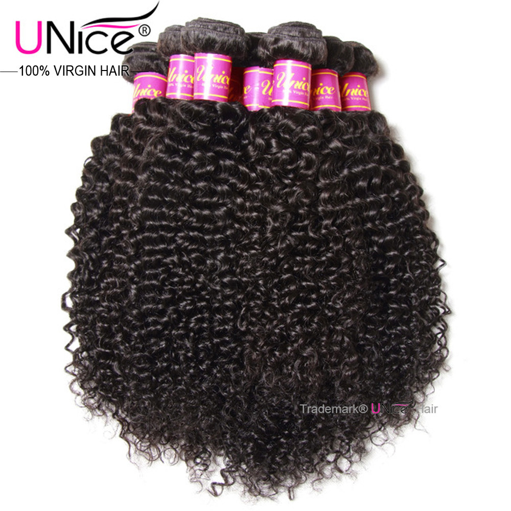 UNice Hair 3 Bundles Curly Virgin Hair Weave 100% Eurasian Human Hair Extensions