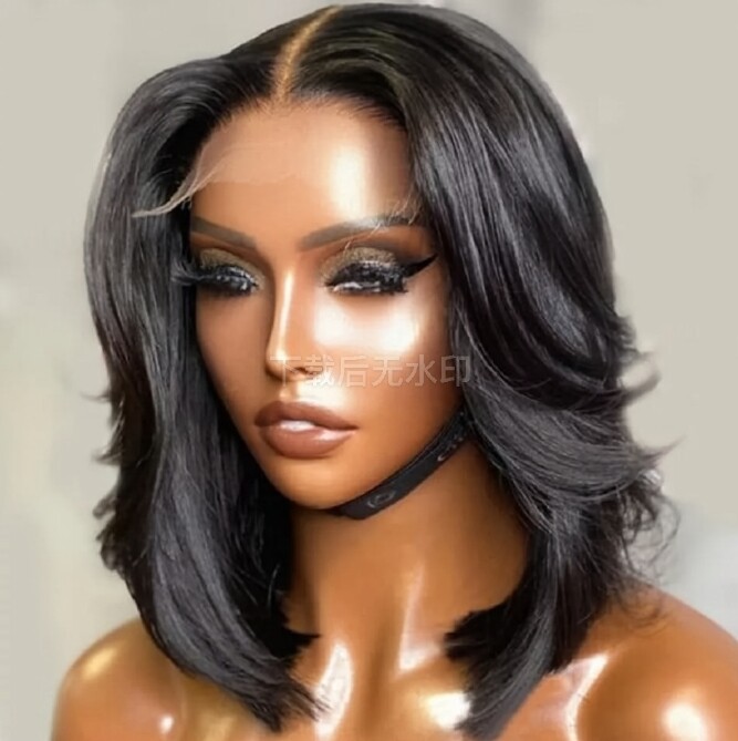 4×4 Lace Front Human Hair Wig for Women Middle Part Short Bob Cut