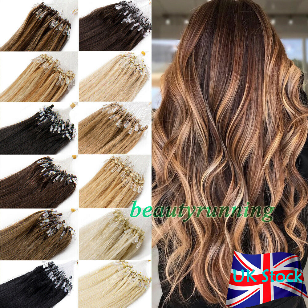 Micro Beads Hair Extensions Real Human Hair Micro Loop Link Remy Hair 16-26inch