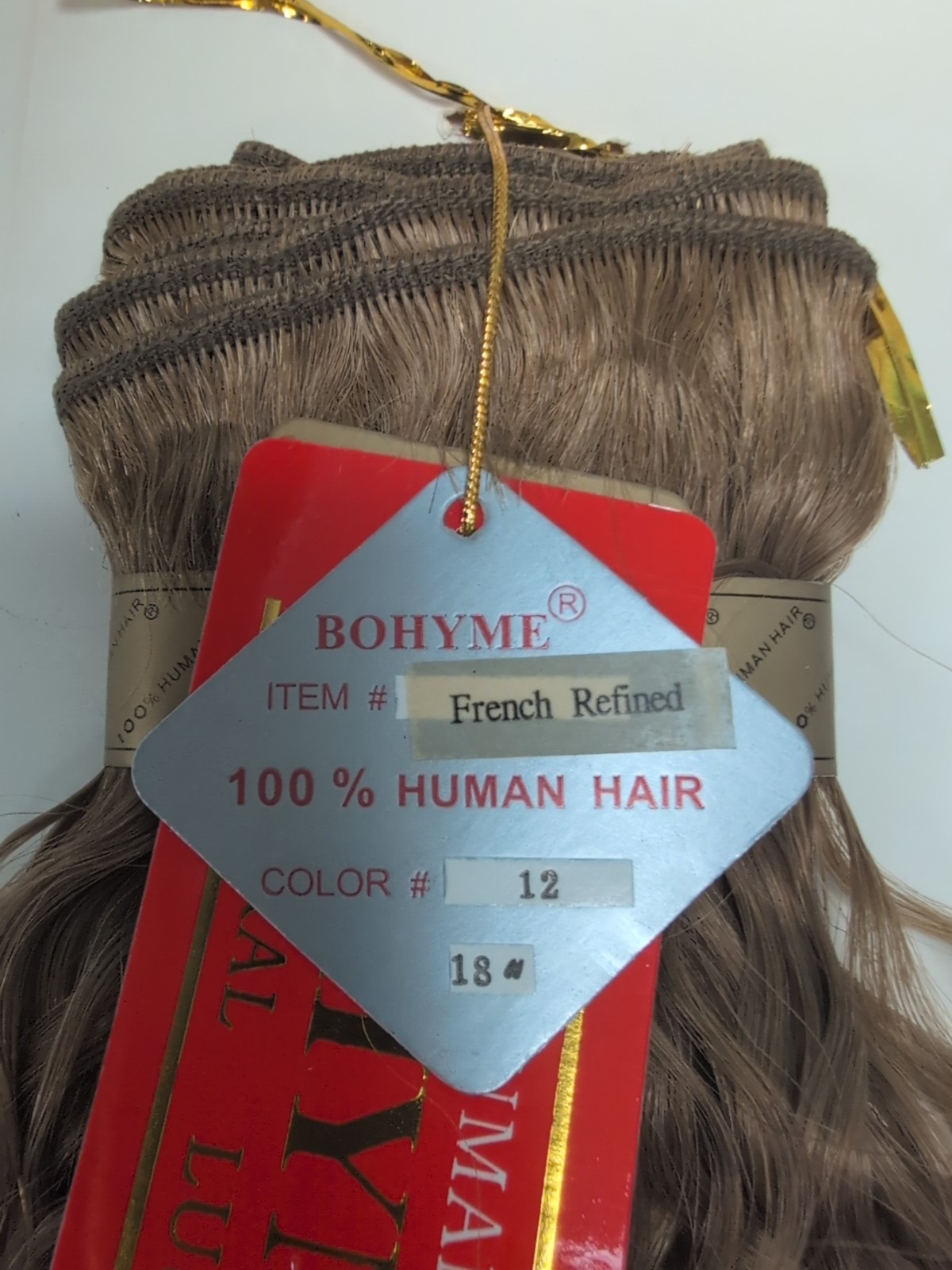 Bohyme Gold 100% Remi Human Hair French Refined Curl Length 18 ” Color #12