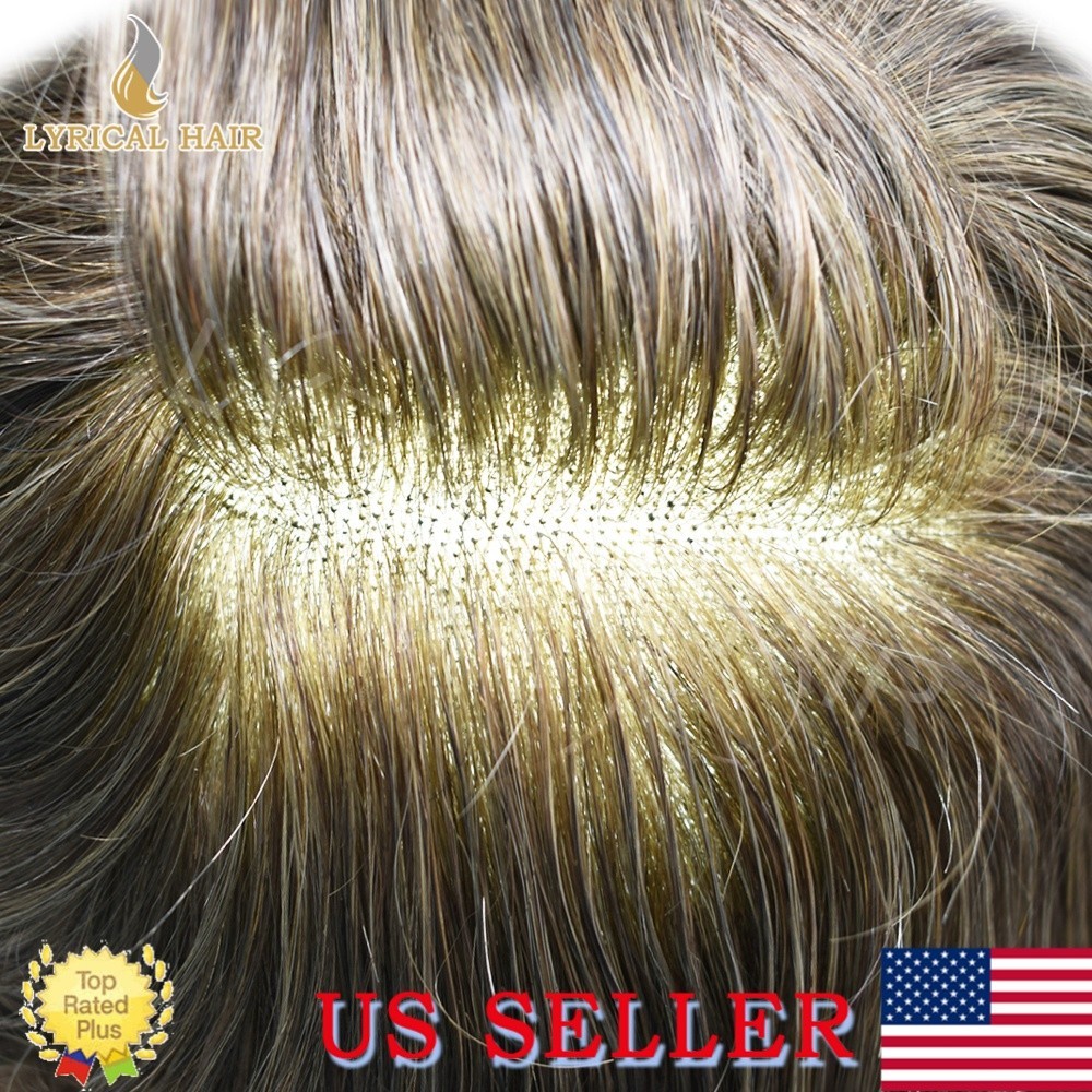 Mens Toupee Human Hair French Lace Front Natural Hairline Durable Hairpiece Wig