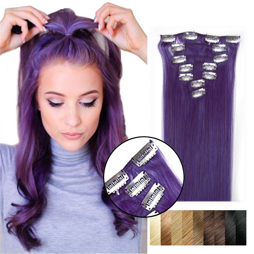 Double Weft Clip In Real Remy Human Hair Extensions Full Head Thick for Women