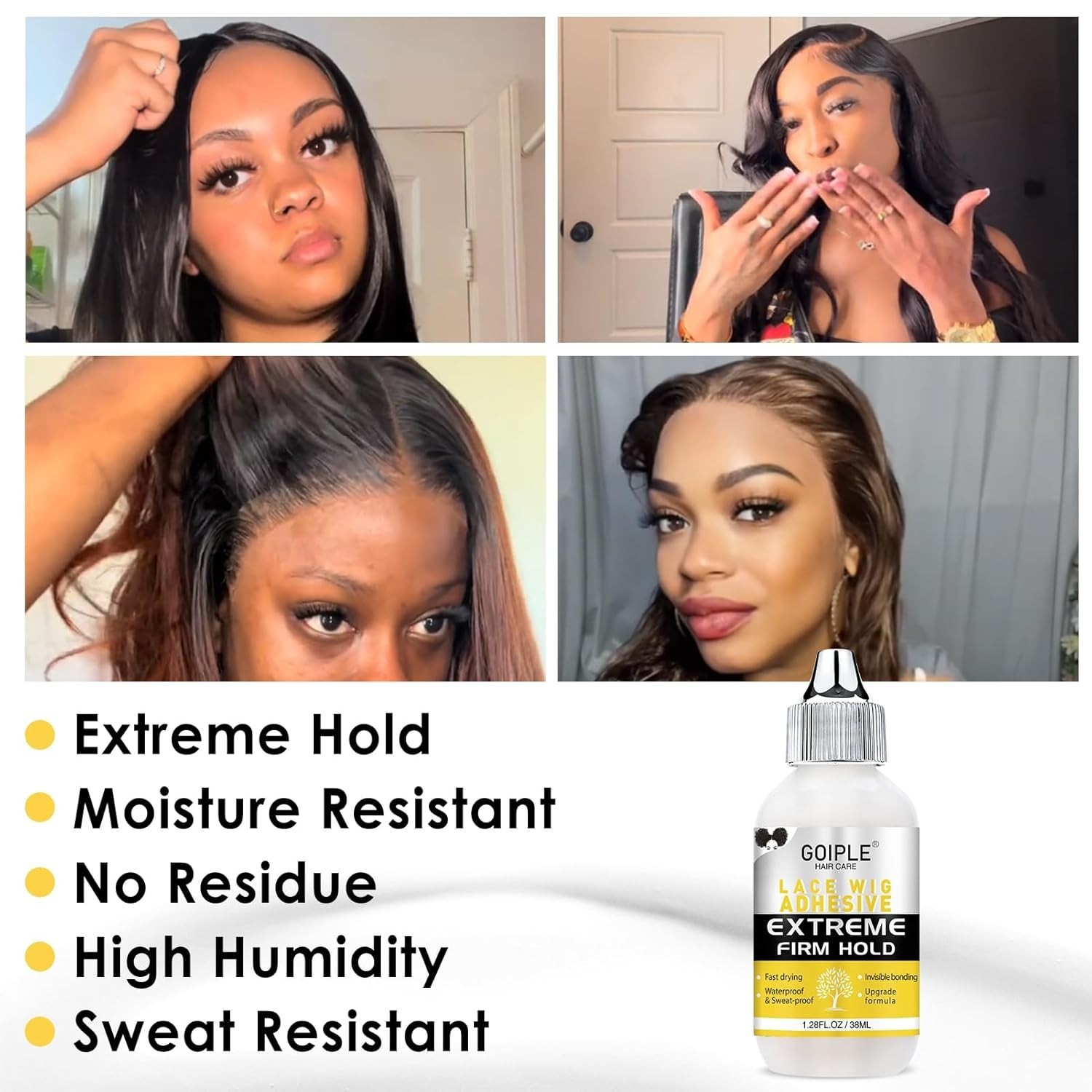 Wig Glue for Lace Front Wigs, Waterproof Lace Front Wig Adhesive & Silicone A…