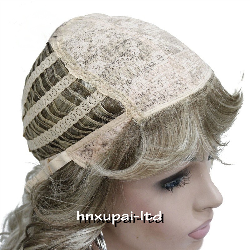 Long Layered Wavy Capless Wigs Blonde Mix Synthetic Hair Wigs 14 Inches Women