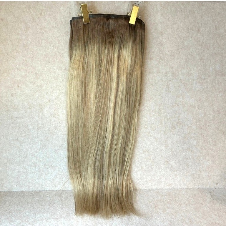 BELLAMI Silk Seam Pearl Blonde #8C/88 Rooted 24″ 6 Wefts Hair Extensions NEW