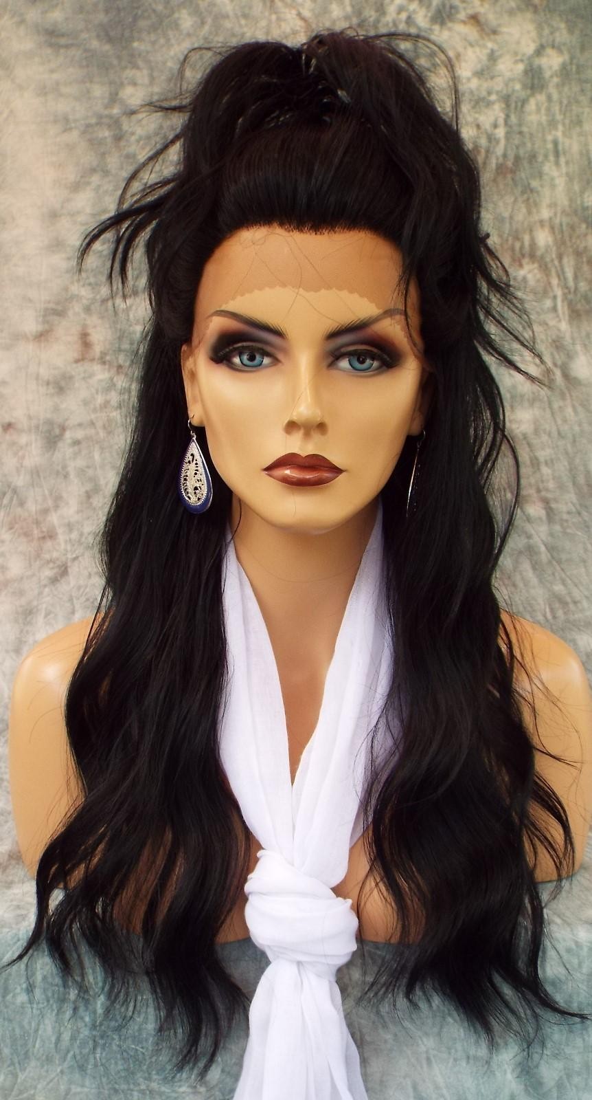 LACE FRONT HAND TIED EAR 2 EAR LACE HEAT FRIENDLY #1 SOFT BLACK WIG US SELL 117