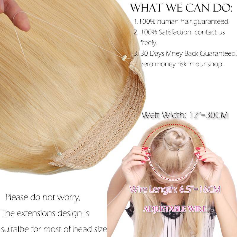Secret Wire In 100% REAL Human Hair Extensions Hidden 120G Wrap On Band Ombre