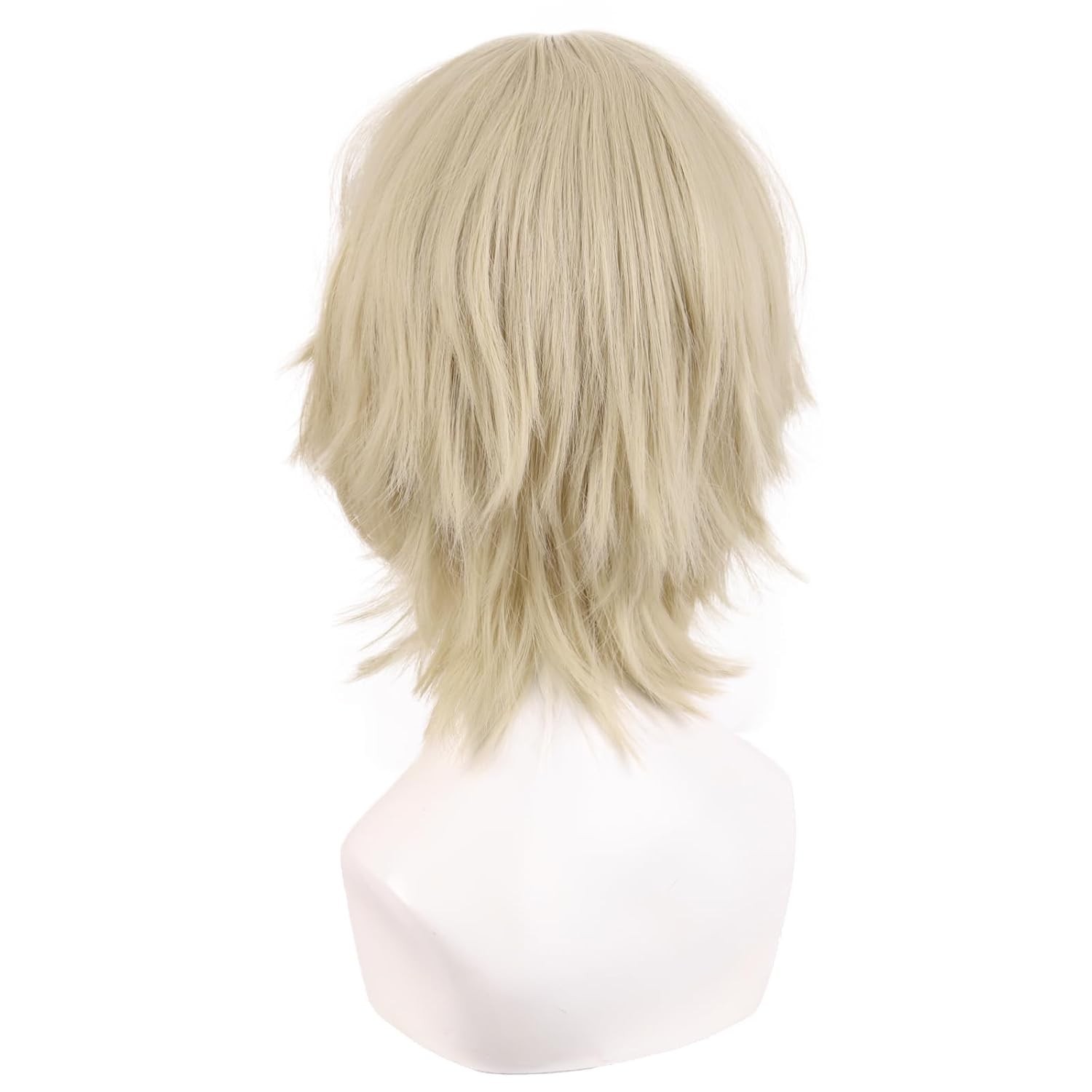 12 Inch/30 cm Men Women Short Straight Side Bangs Cosplay Costume Wig Blonde