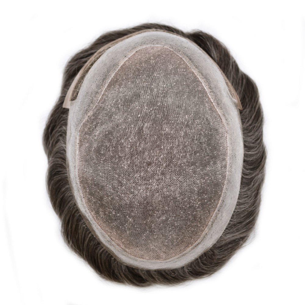 French Lace Front Mono Mens Hairpiece WigToupee for Men Hair System Replacement
