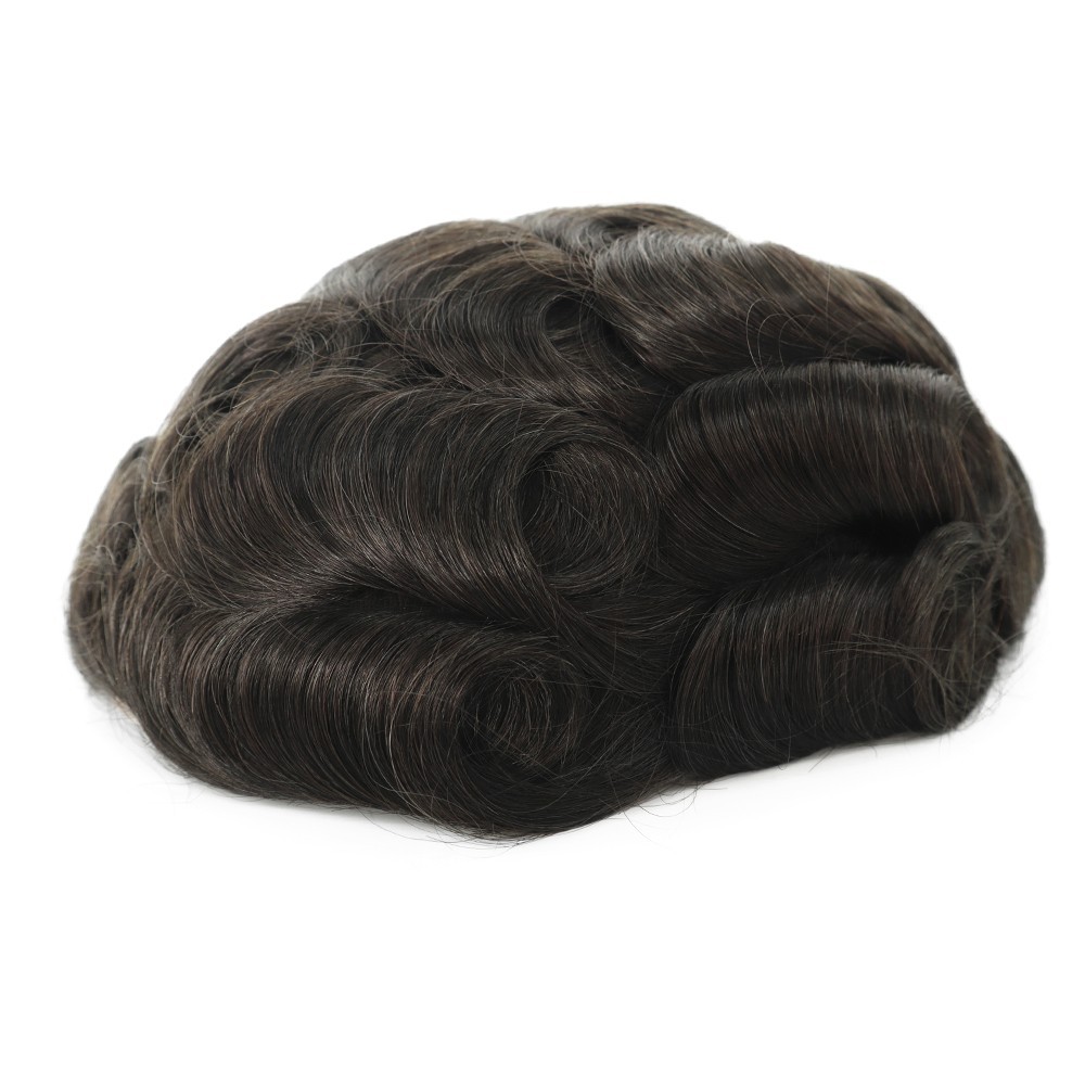 Toupee For Mens Human Hair Replecement System Mono Lace Skin Black Hairpieces ME