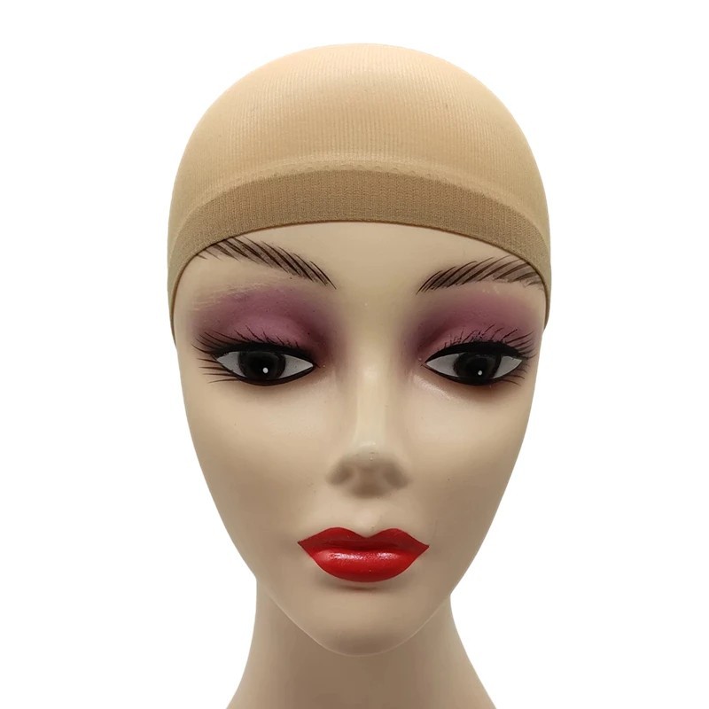 2pcs Wig Cap Mesh Dome Hair Net Stretch Invisible Stocking Cap Black Brown Beige