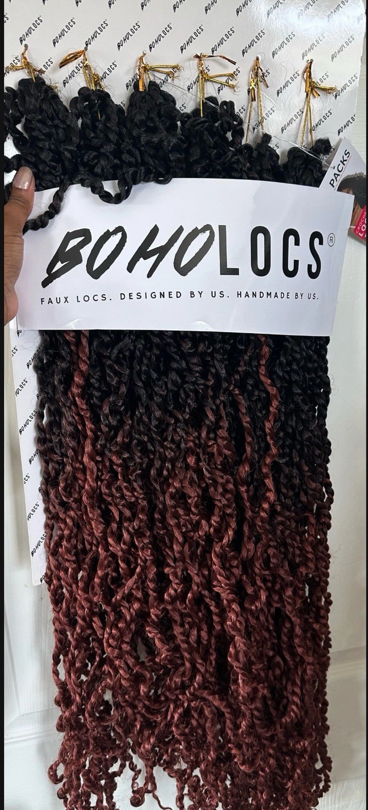 NIB BOHO LOCS 30 in Long Faux Majesty Passion Twist Crochet Hair Two-Tone Spice