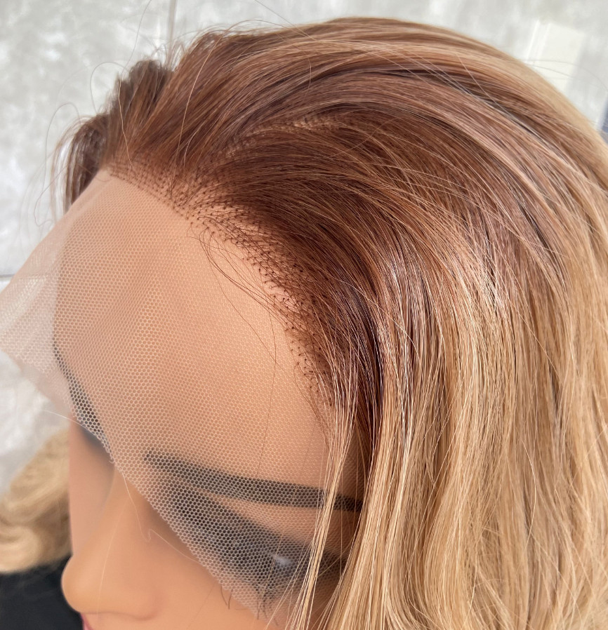 Long Wavy Rooted Blonde Mix Lace Front Synthetic Hair Wigs Women Soft Natural
