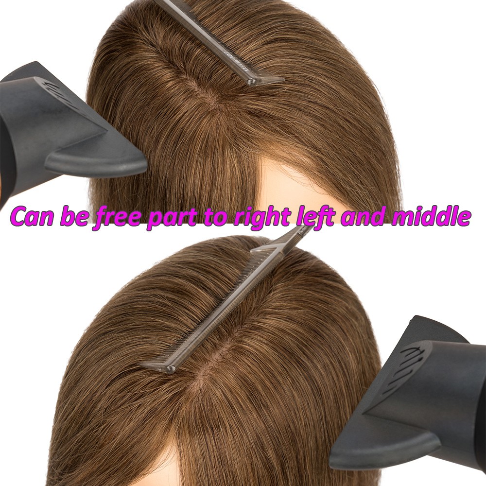 Clip In Remy Human Hair Topper Hairpiece Toupee Middle Part Silk Base For Women