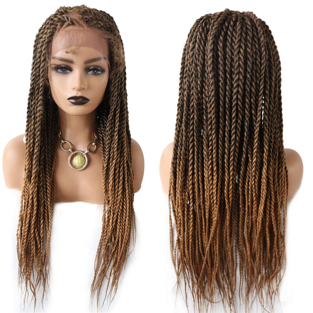 Twist Braids Women Wigs Swiss Lace Front Hand Braided Wig Lightweight Long Hair