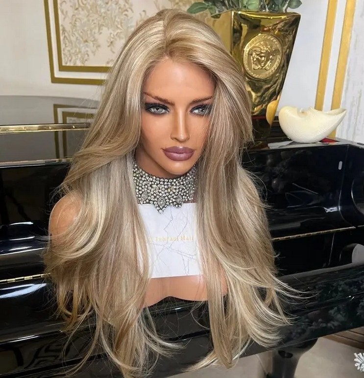 26 Inch Ombre Golden Ash Blonde Human Hair 13×4 Lace Front Wigs for Party