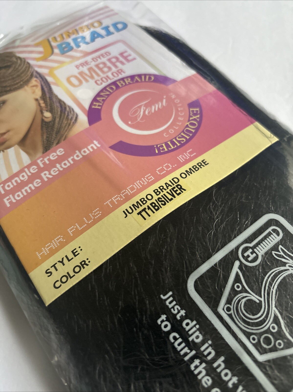 jumbo braid premium soft hair. Remy Feeling Blue Colored Ombré TT1B/silver