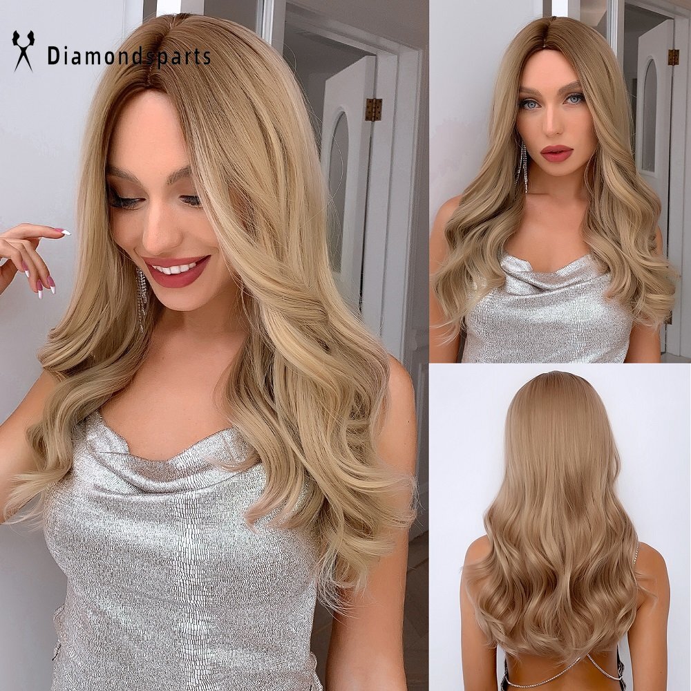 US Natural Ladies Wigs Long Ombré Blonde Wave Hair Wigs Party Daily Use Fanshion