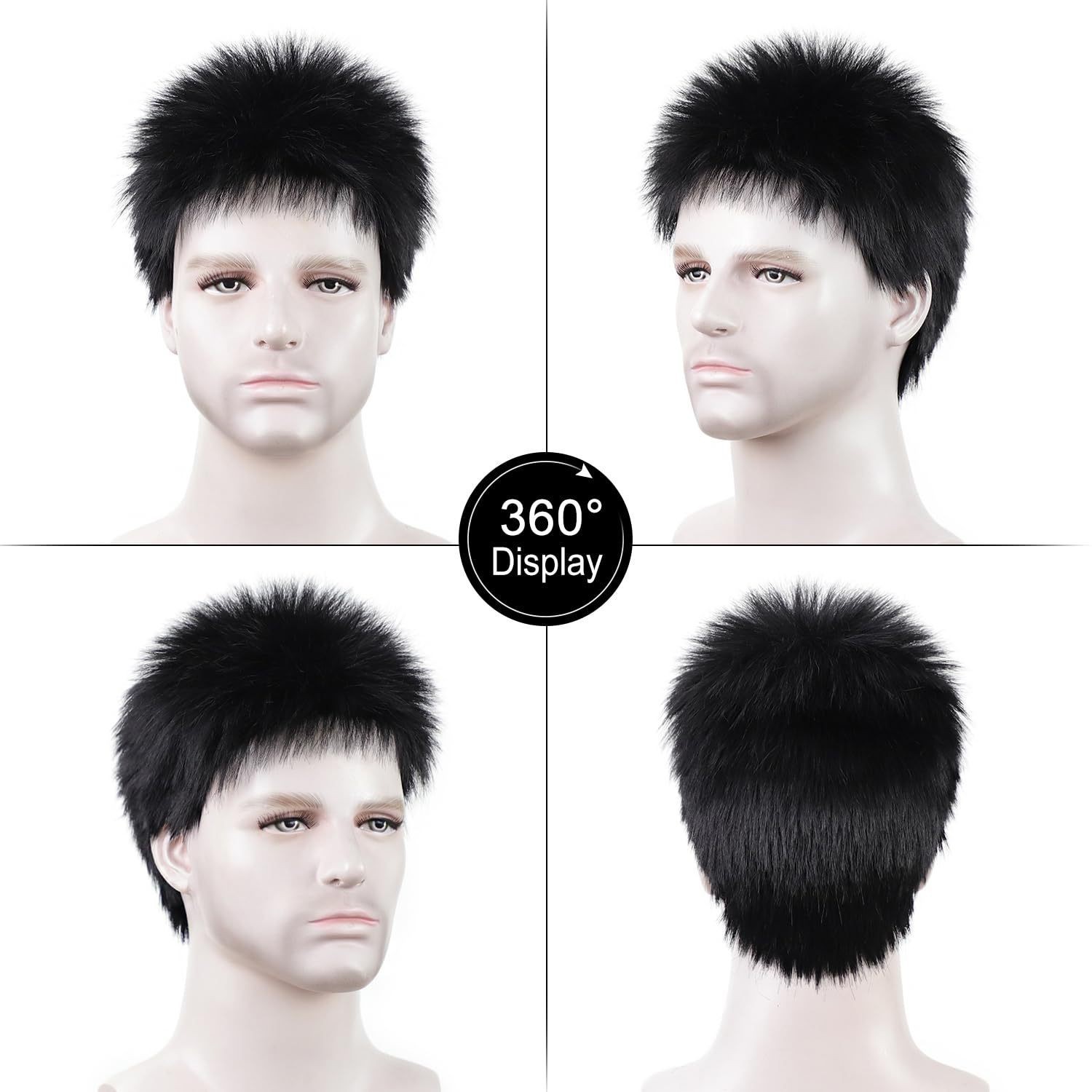Fashion Spiky Short Wig Fluffy Synthetic Full Wig for Men Daily Casual Wear
