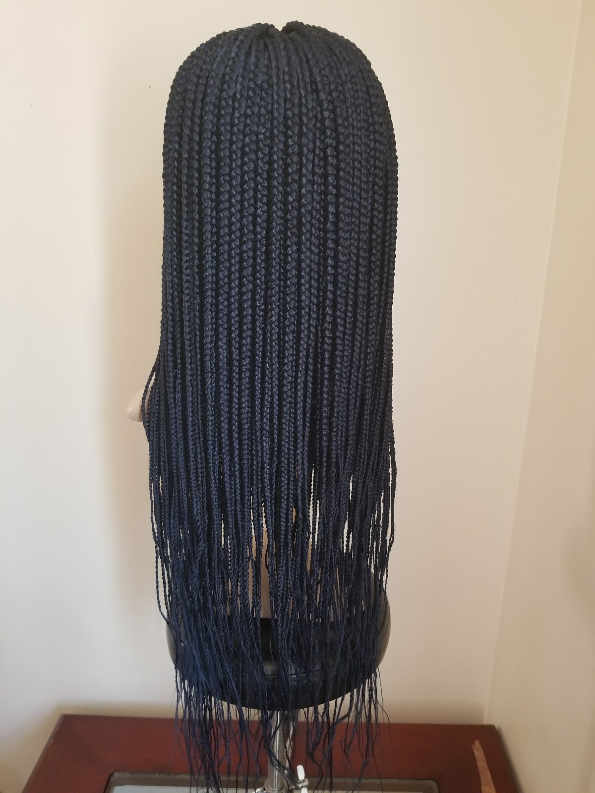 Fully Handmade 26” to 28” Micro Box Braid Wig Navy Blue