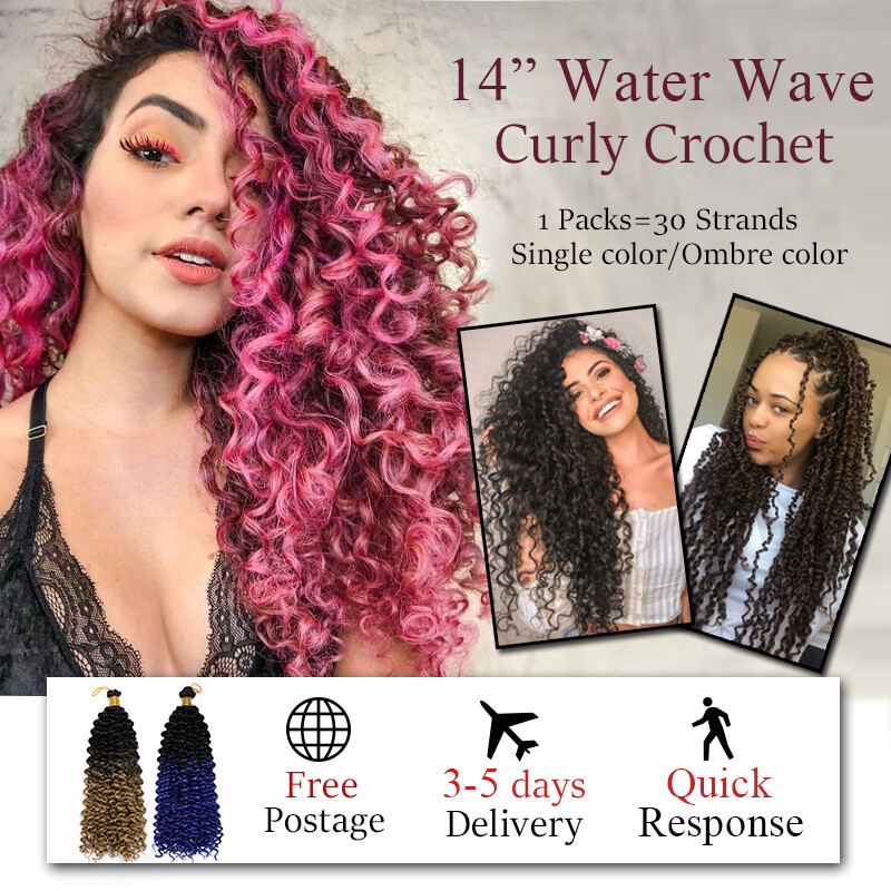 Natural Kinky Curly Crochet Braids Water Deep Wave hair as Human Hair Extensions