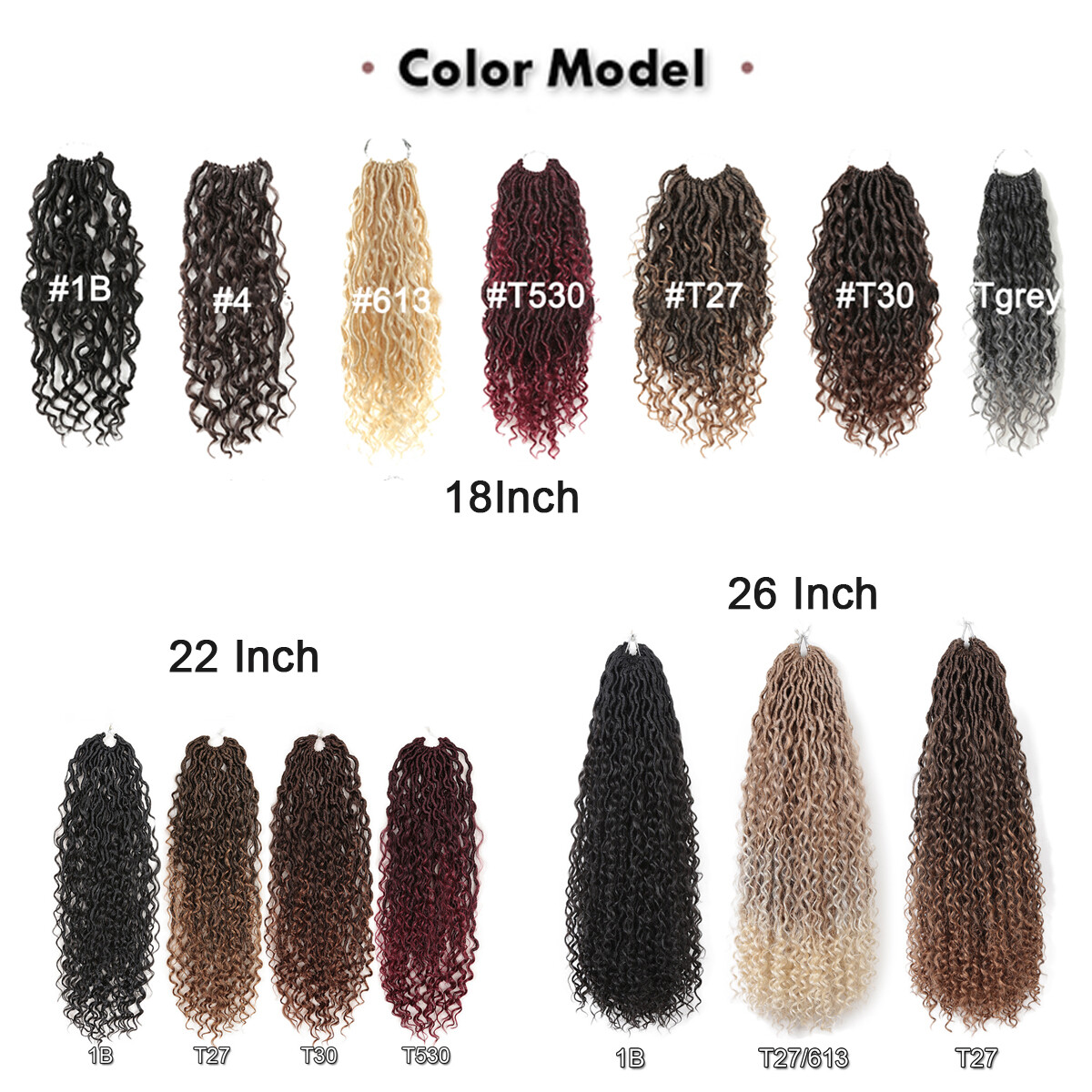 14″-26″ Goddess Faux Locs Crochet Hair River Locs Curly Braiding Hair Extensions