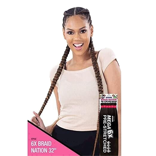 Mayde Africana Braid Nation Pre Stretched Braiding Hair Color T530 24in 6 Pack