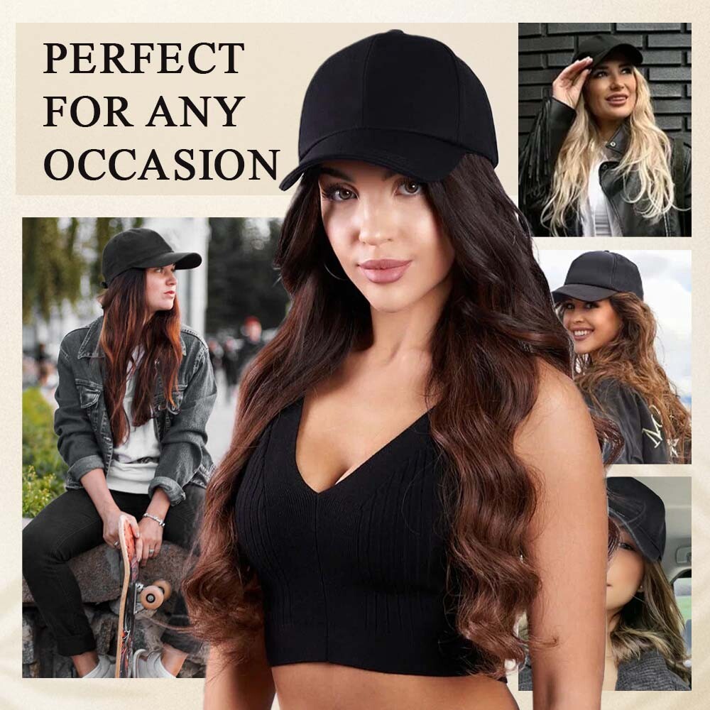 Women Wig Beret Hat Baseball Hat With Synthetic Hair Baseball Cap Wig Adjustable