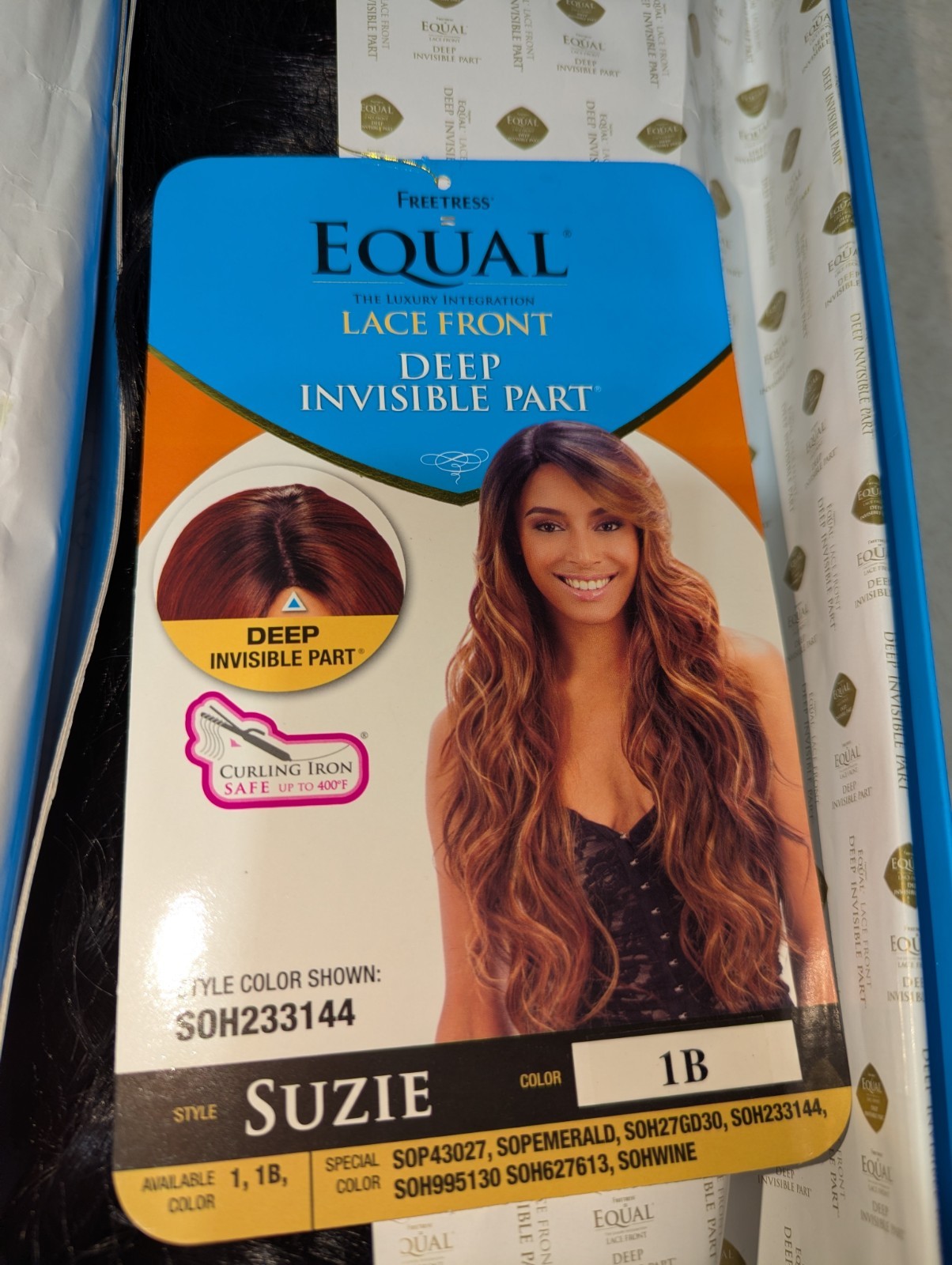 Freetress Equal Lace Front Wig Deep Invisible Part Style Suzie Color 1B Open Box