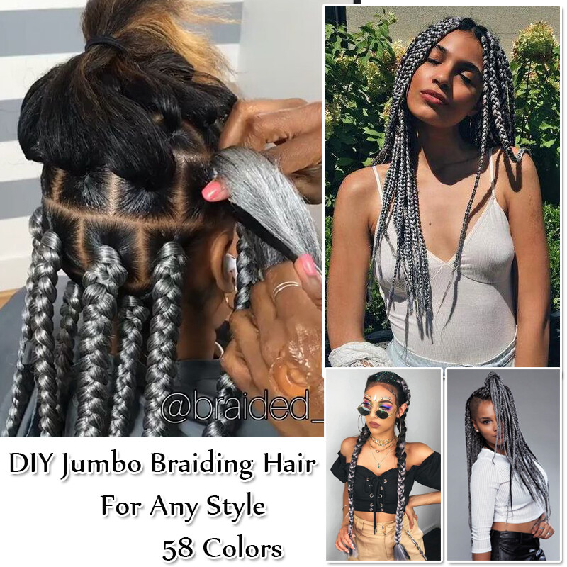 5 Packs Jumbo Hair Extensions kanekalons Braiding Hair Box Twist Braids as Human