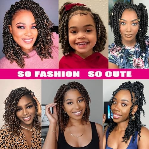 Passion Twist Crochet Hair 10 Inch 6 Packs Pre-Twisted, 10 Inch (Pack of 6) 1B