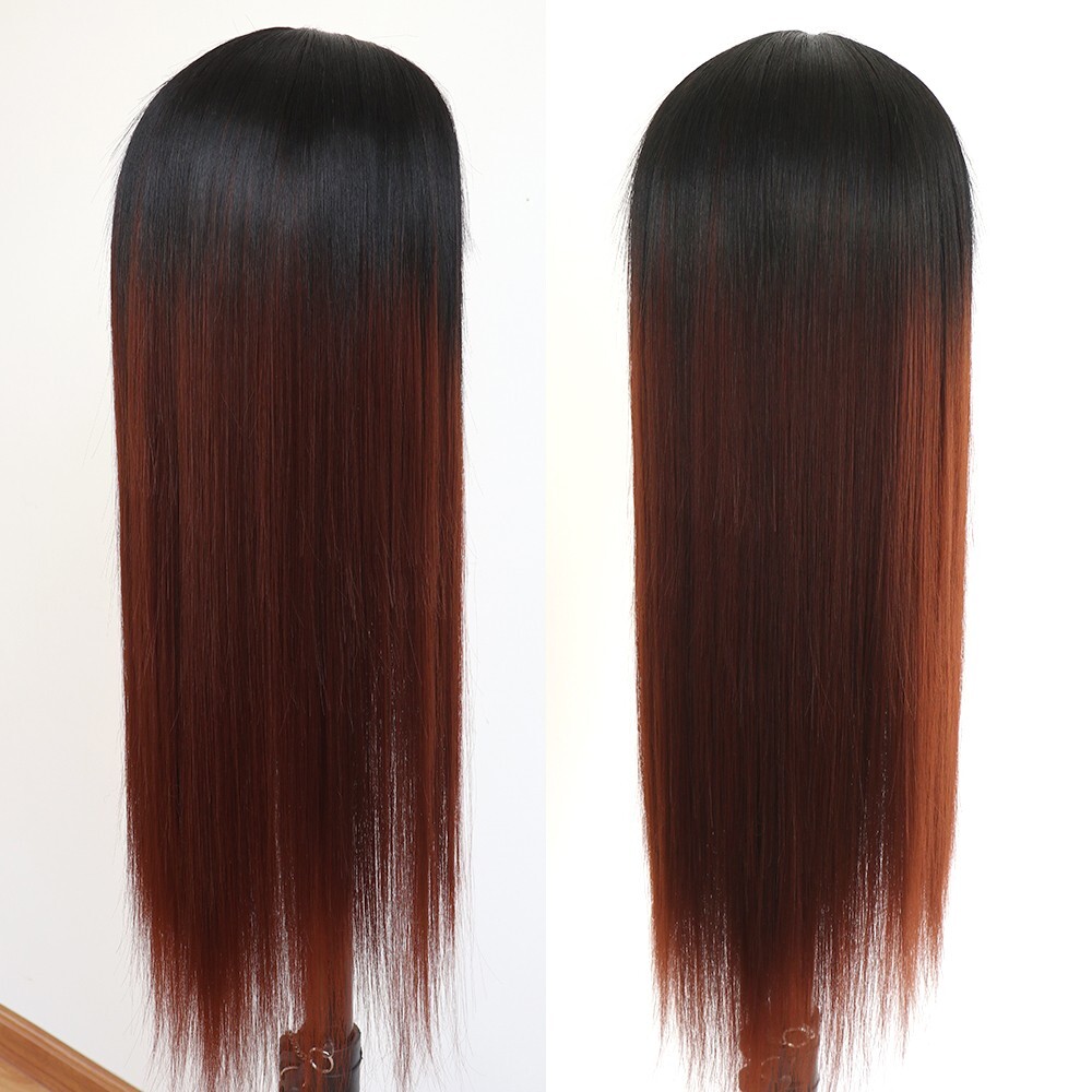 Ombre Straight Human Hair Lace Front Wigs Women Long Blonde Wig Heat Resistant
