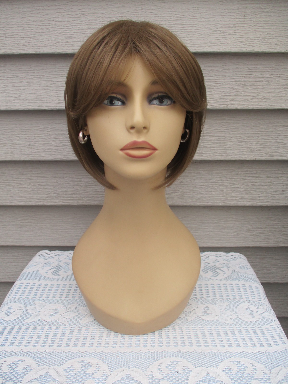 Paula Young TOPPER Curlable BEAUTIFUL Hair Piece w/Bangs LT ASH BROWN Full Cap