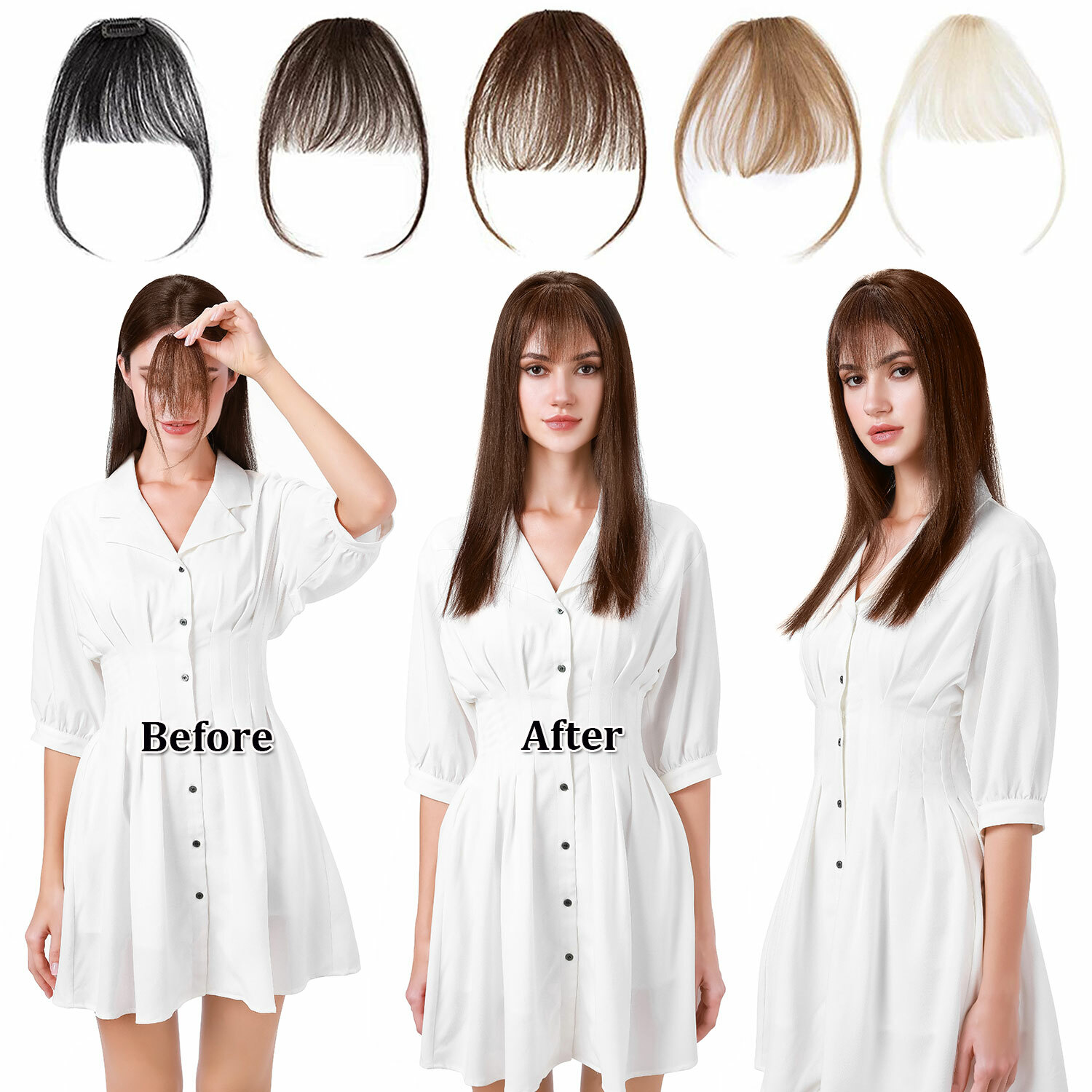 THICK/Thin Remy Hair Bangs 100% Human Hair Extensions Clip In on Front Hairpiece