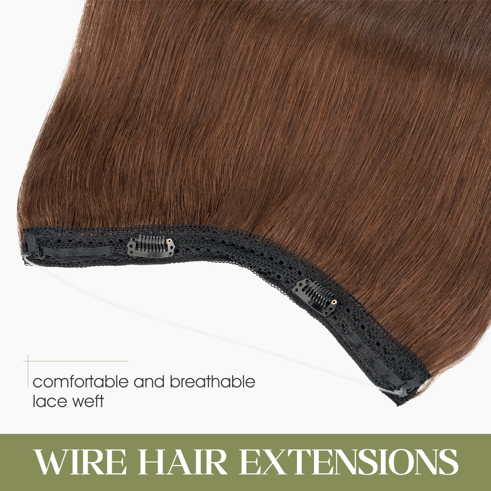 Charites Halo Hair Extensions Real Human Hair Invisible Wire Extensions