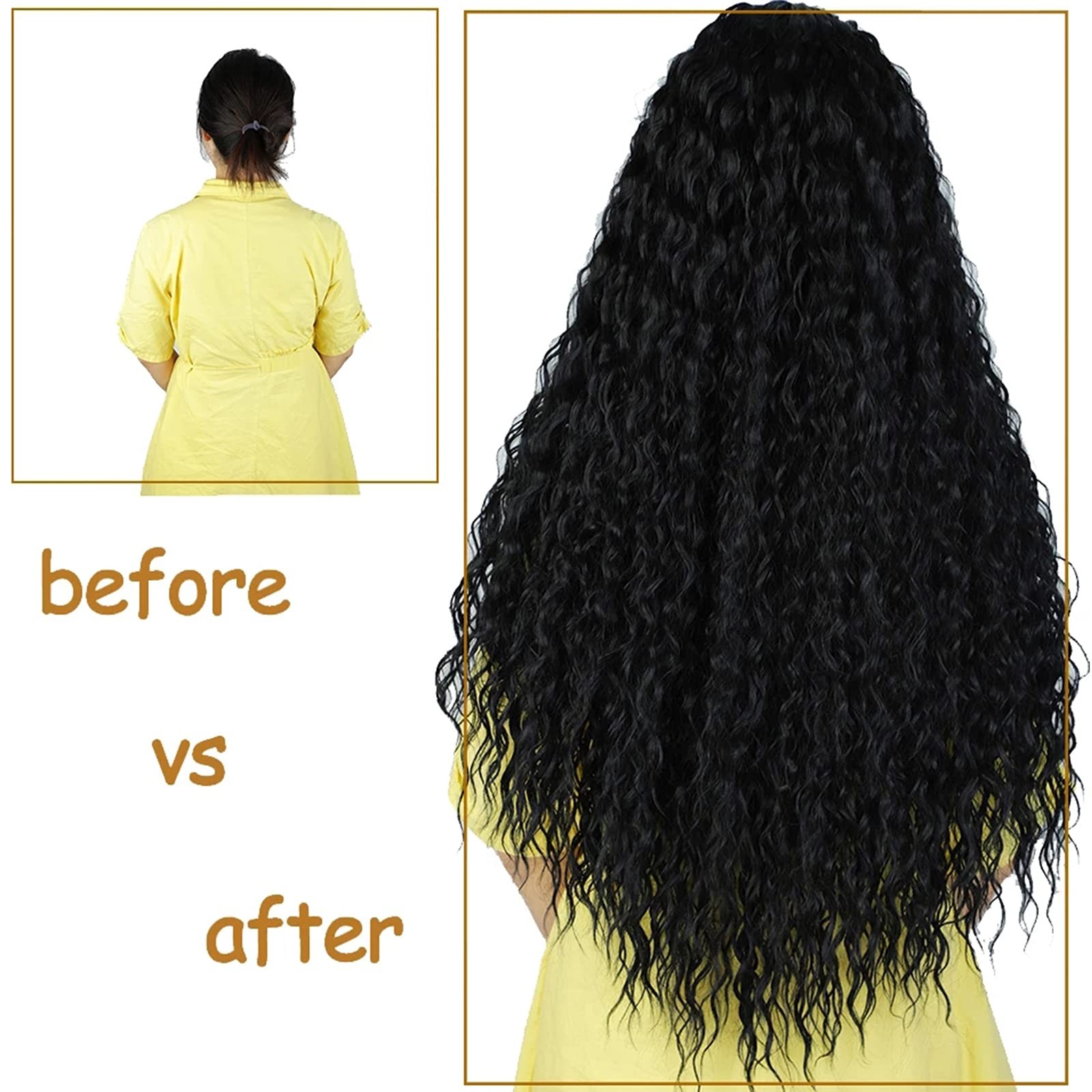 Black Wigs for Women, Long Fluffy Natural Wavy Curly Wigs Heat Resistant Synt…