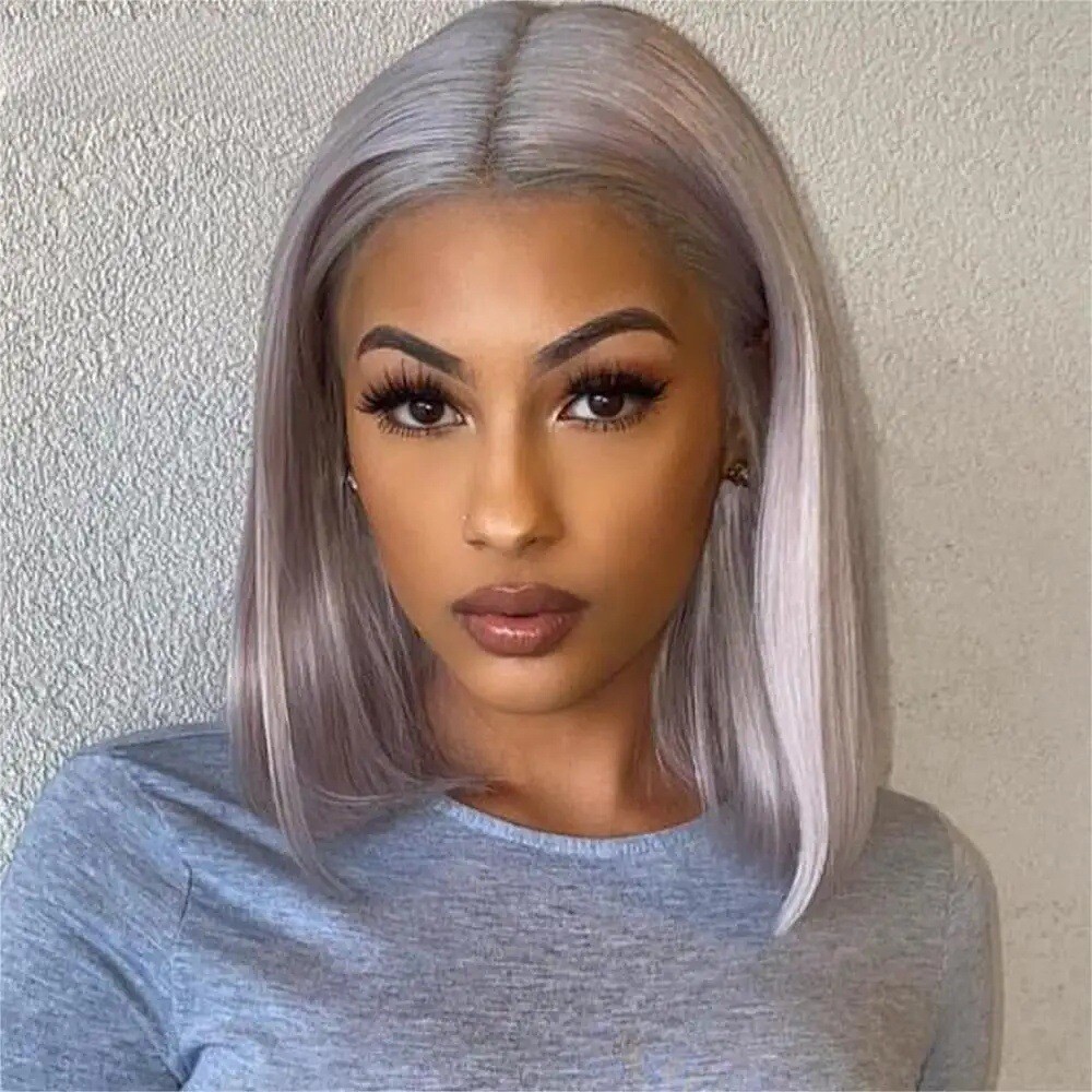 4*4 Closure Lace Glueless Blonde Grey Human Hair 200% Density Pre Plucked