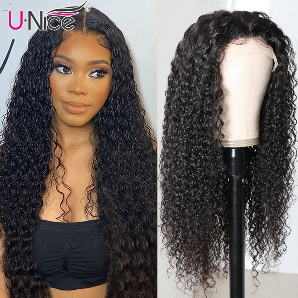 UNice Indian Curly 13×4 Lace Front Human Hair Wigs for Black Women Glueless Full