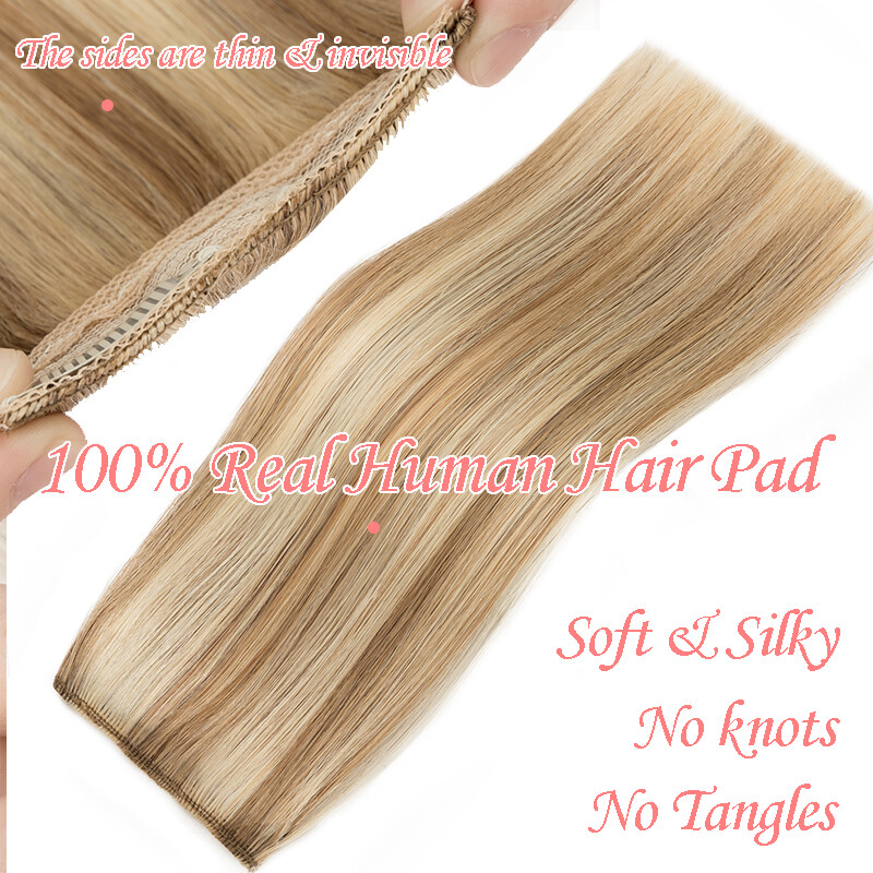 US Short Hair Pad Clip In Top/Side Real Remy Human Hair Extensions One Piece