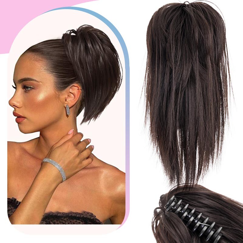 Natural Clip on Messy Bun Hair Piece Claw Clip in Updo Wedding Hair Extension US