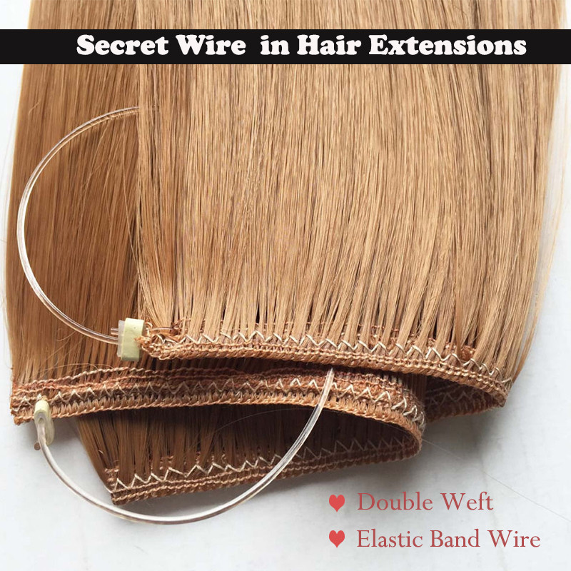 Hidden Long Invisible Band Wire In Thick One Piece Hair Extensions Mix As Human