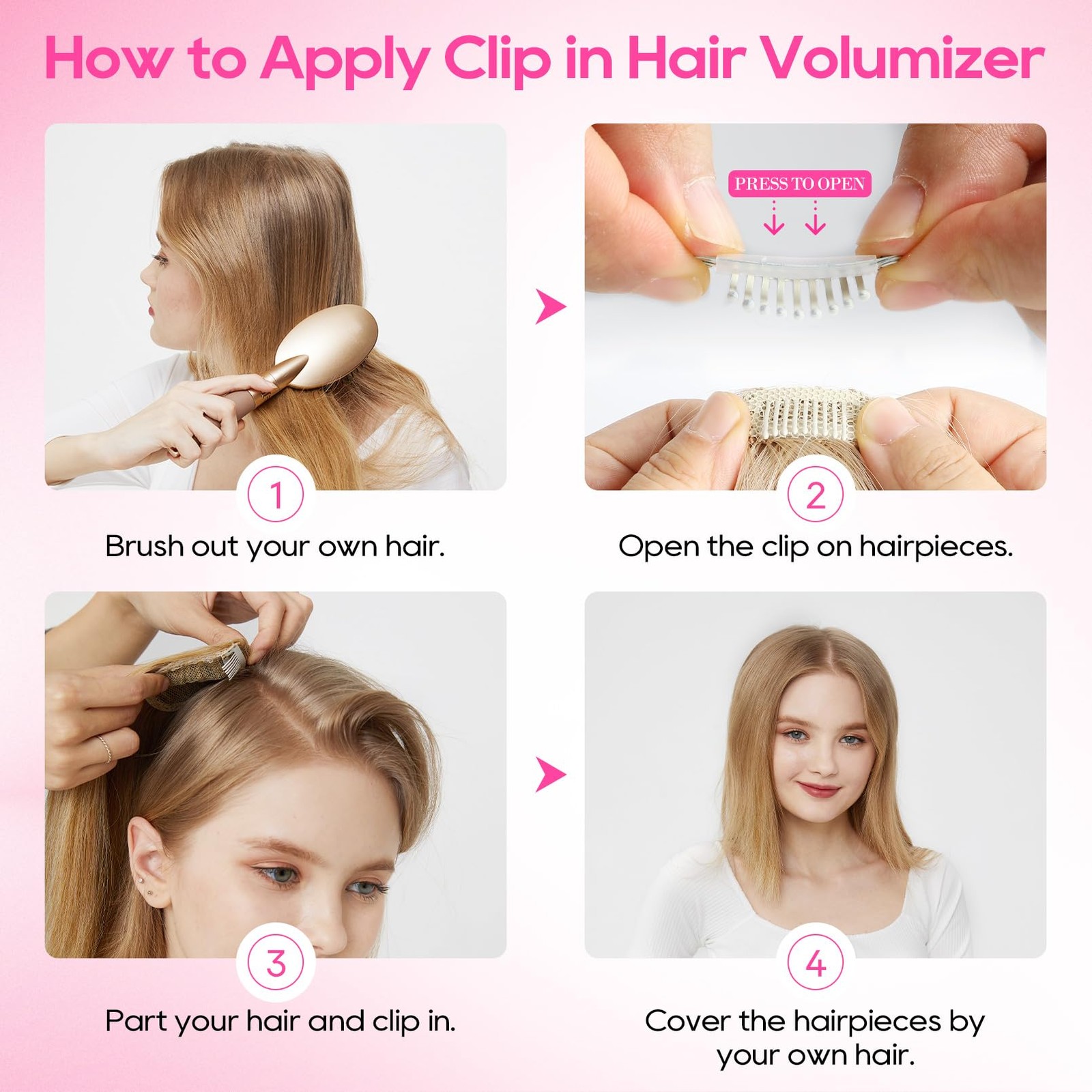 Clip in Hair Volumizer Short Thick Clip in Hairpieces Adding Extra Ha