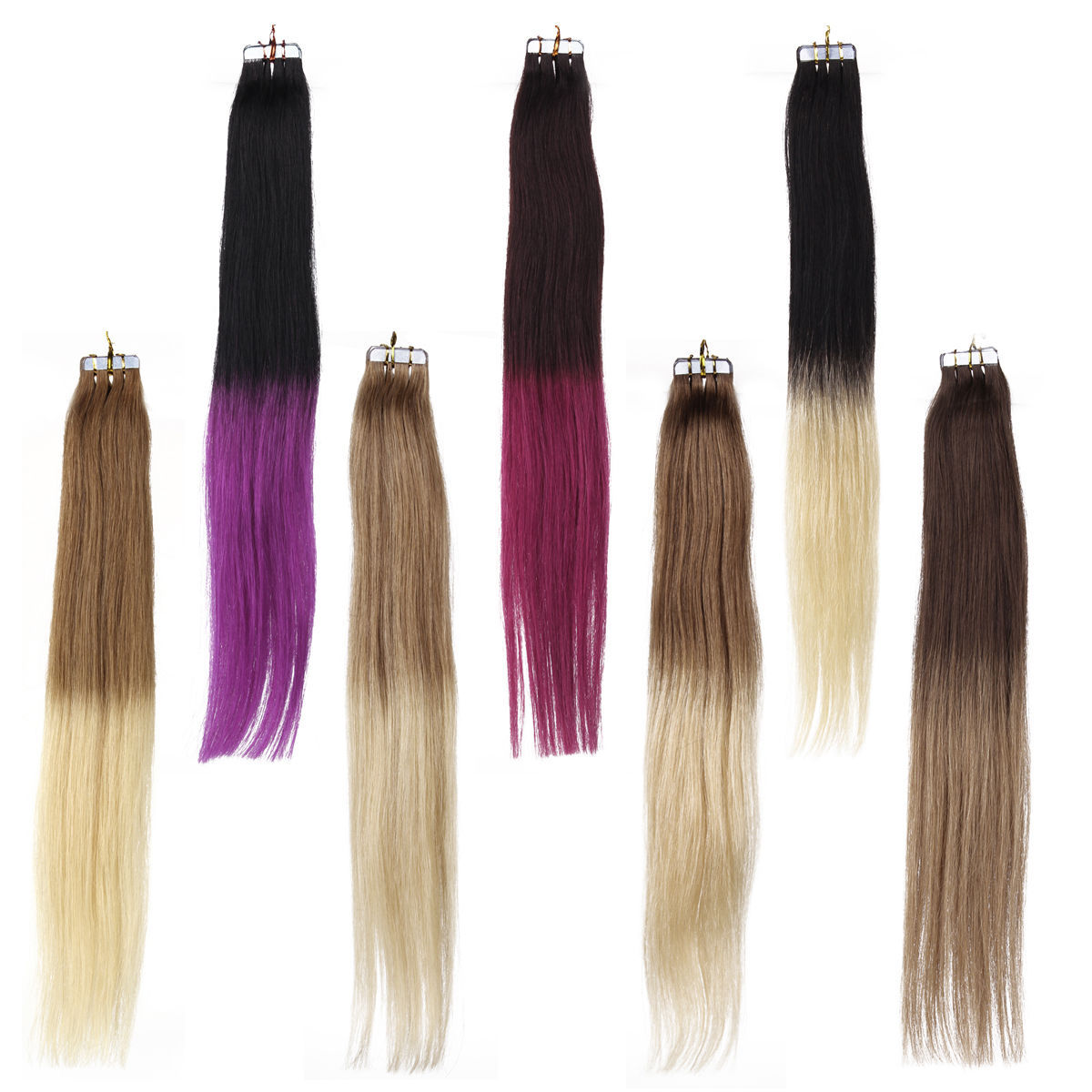 Seamless Tape In Skin Weft real Remy Human Hair Extensions 16Inch-24Inches 20Pcs