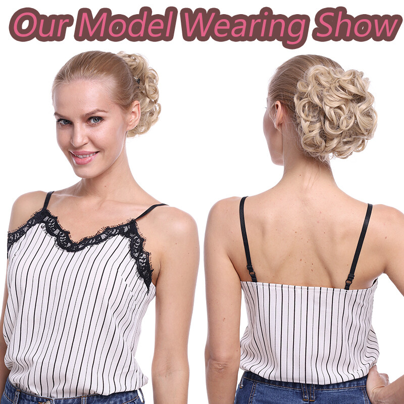 THICK Chignon Messy Bun Updo Clip in Extensions Curly Hair Piece Real as Human