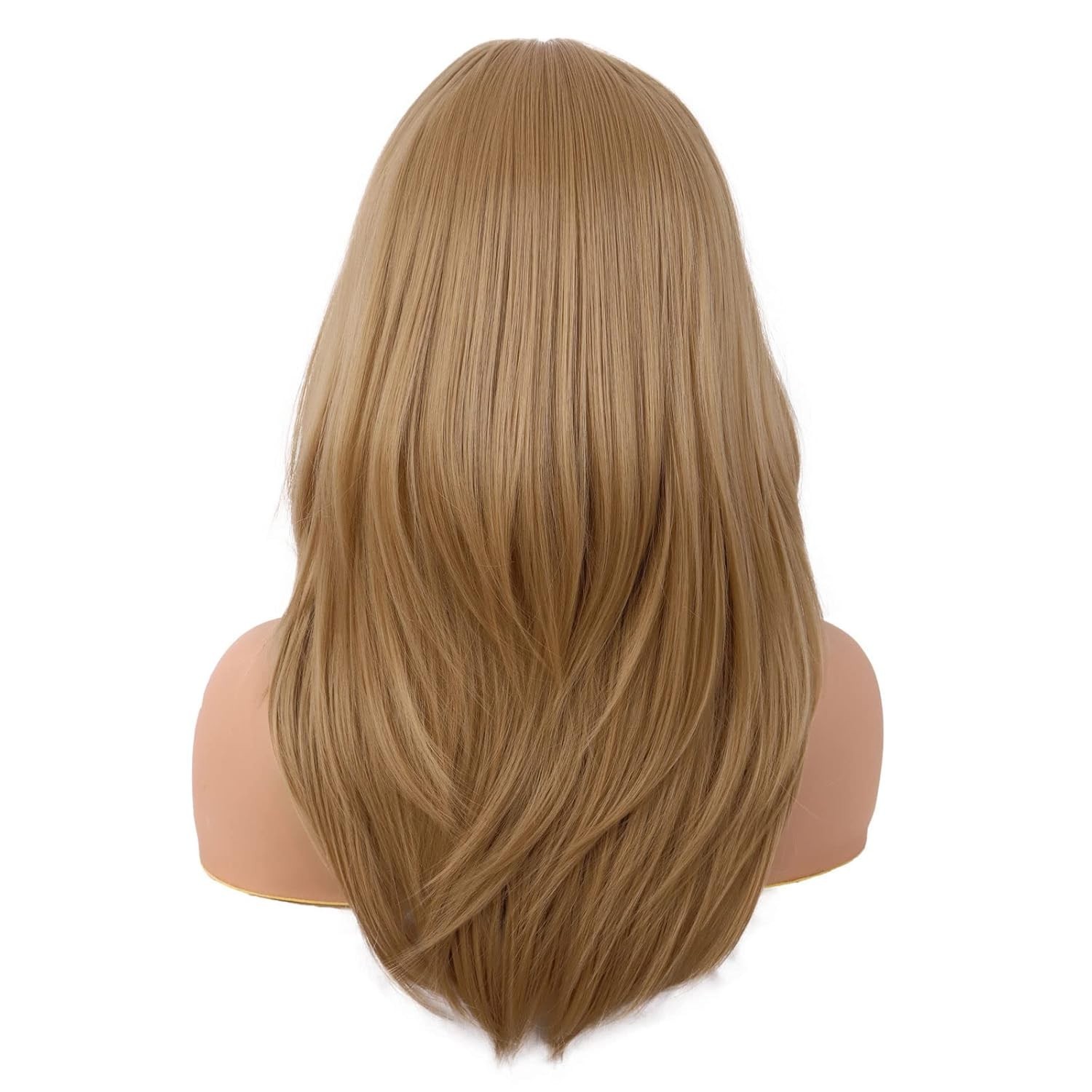 Elegant 50 cm Straight Synthetic Wig with Bangs – Adjustable Cap for Perfect Fit