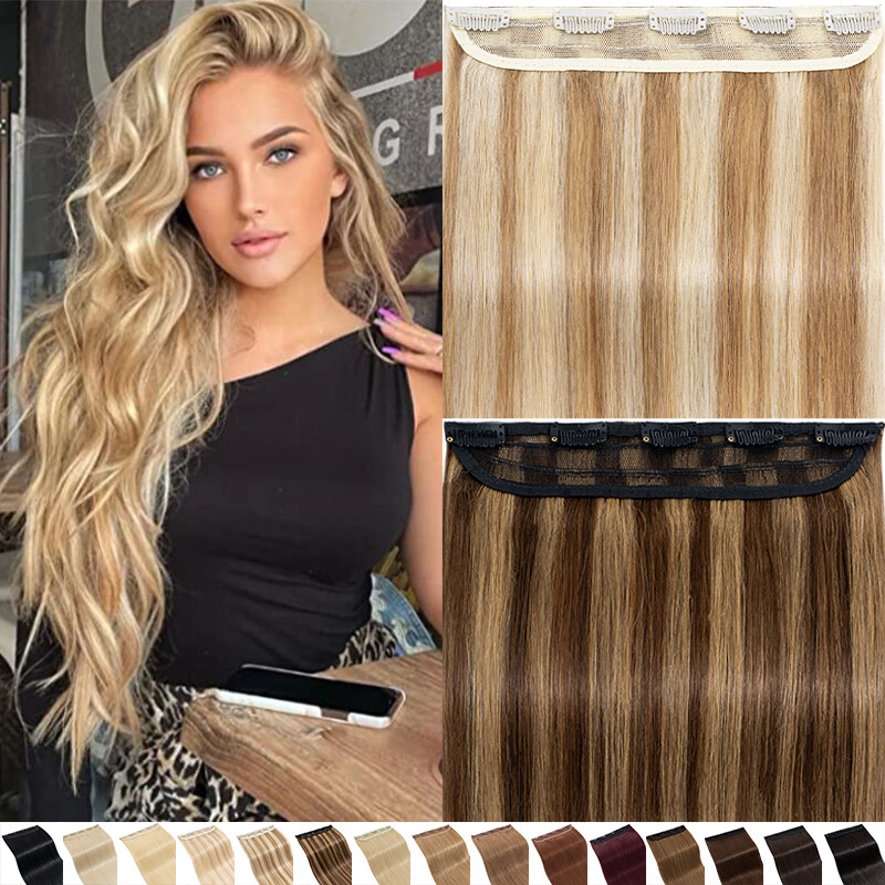 Russian Remy One Piece Clip In Thick 100% Human Hair Extensions 3/4 Full Head