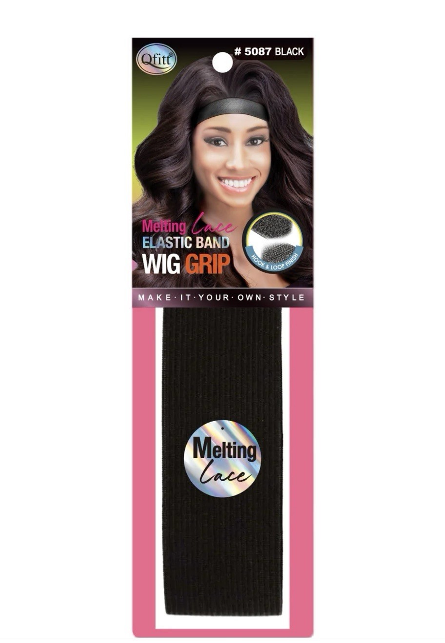 Qfitt Melting Lace Elastic Band Wig Grip #5087 Black Adjustable No Slip Hold
