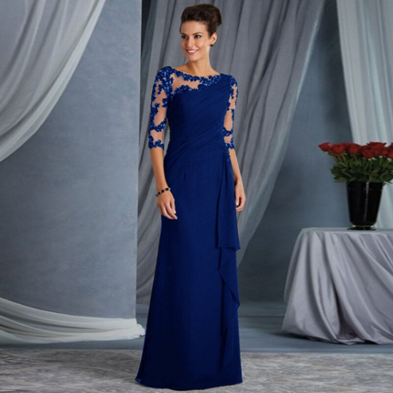Women Formal Floral Lace Cap Sleeve Evening Party Maxi Dress Round neck Bulk Out